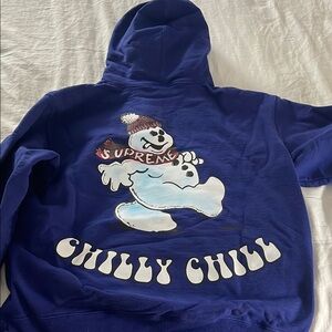 Supreme Blue Chilly Chill Hoodie Large, preowned